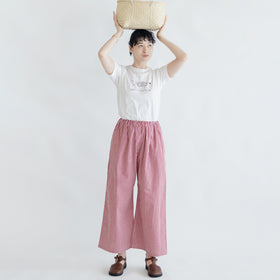 pot and tea チェック柄シンプルワイドパンツ（M）