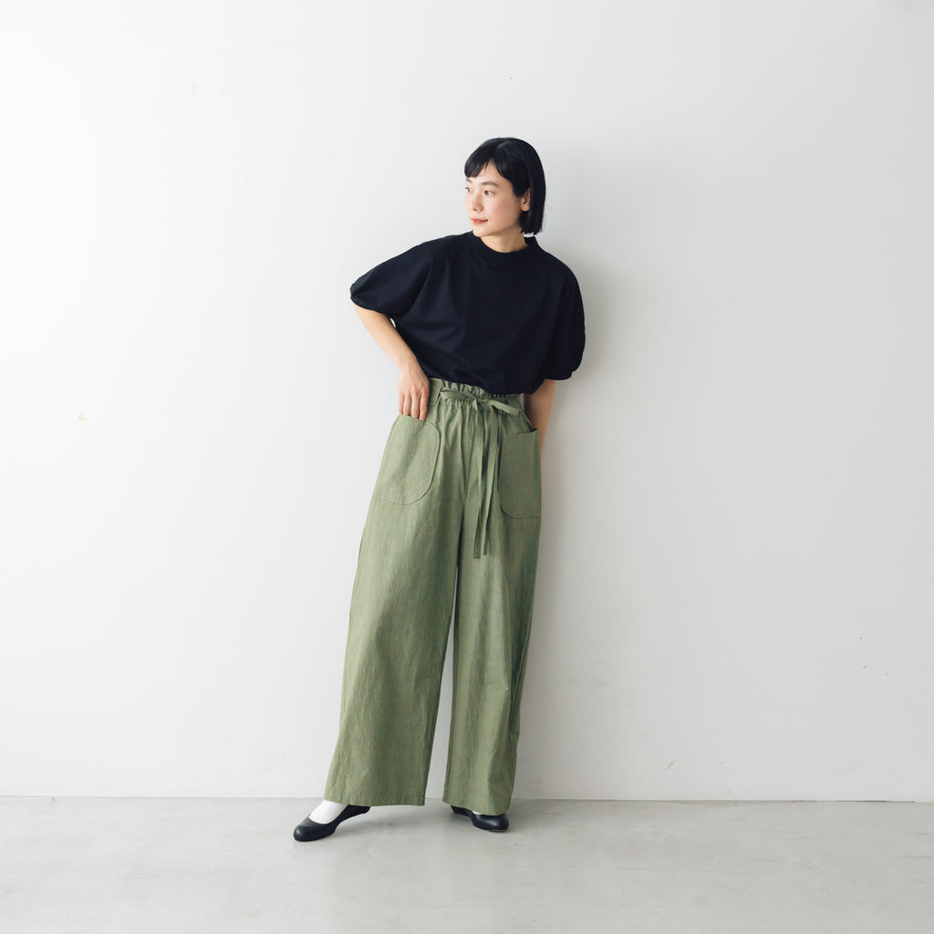 MAGALI コットンリネン ファナージュ ロングパンツ