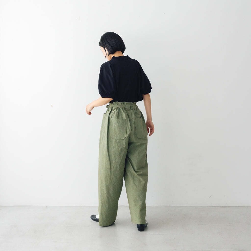 MAGALI コットンリネン ファナージュ ロングパンツ