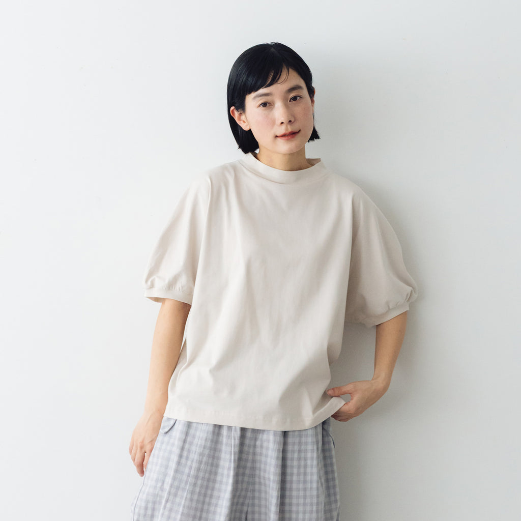 MAGALI コットン天竺 ギャザースリーブカットソー