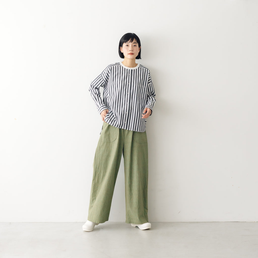 UNIVERSAL TISSU タイプライター ストライプ バーバーワーキングシャツ