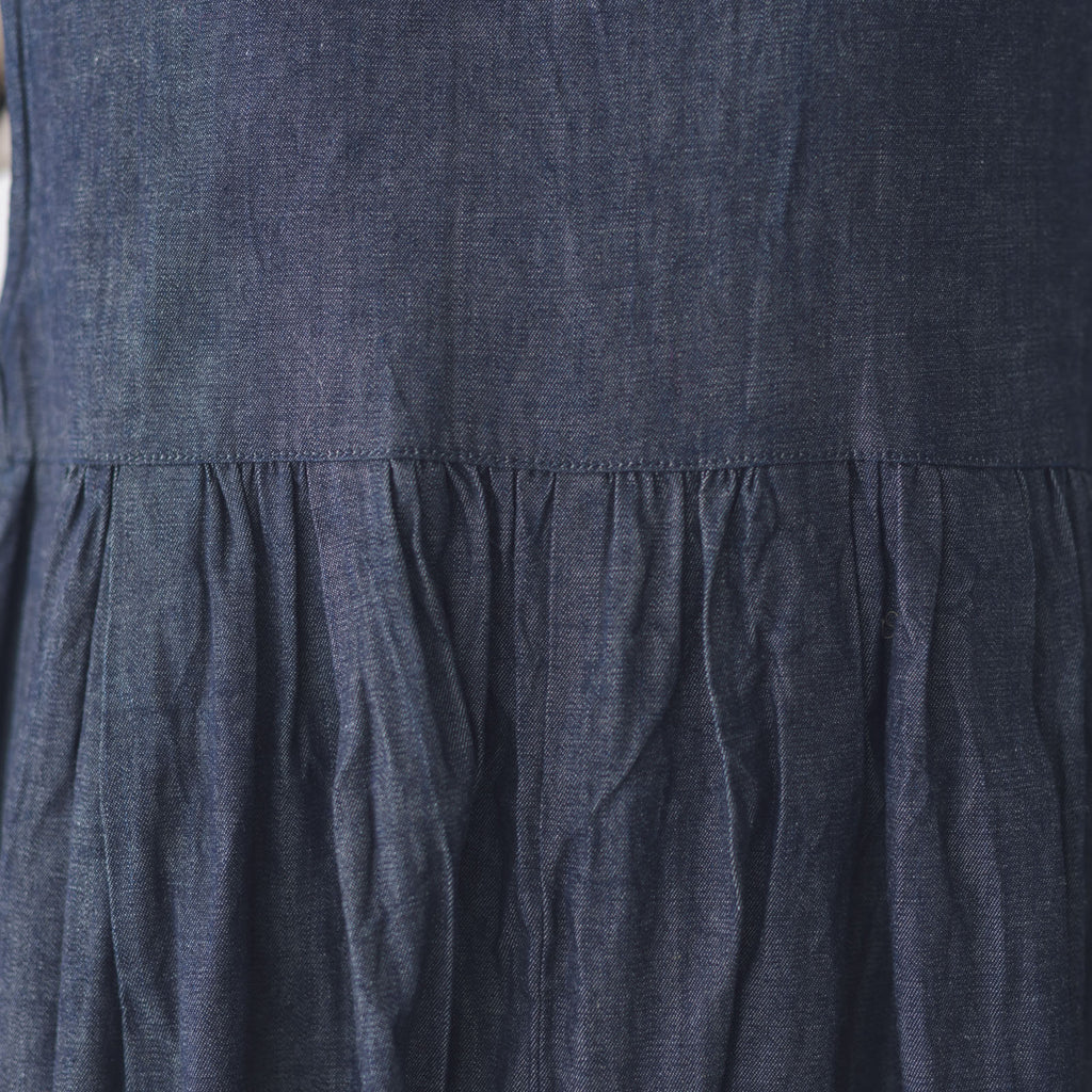 UNIVERSAL TISSU 6ozデニム Vネックタックギャザーサロペット