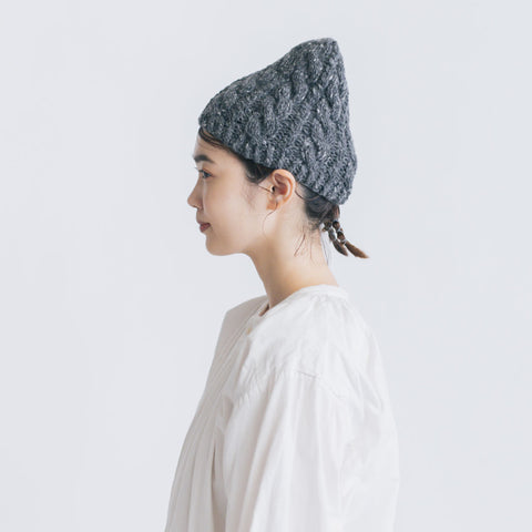 yourwear ウールカシミヤケーブルニットキャップ マーブルグレー［完売］