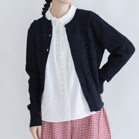 pot and tea ハンド刺繍綿カーディガン［一部期間限定販売］