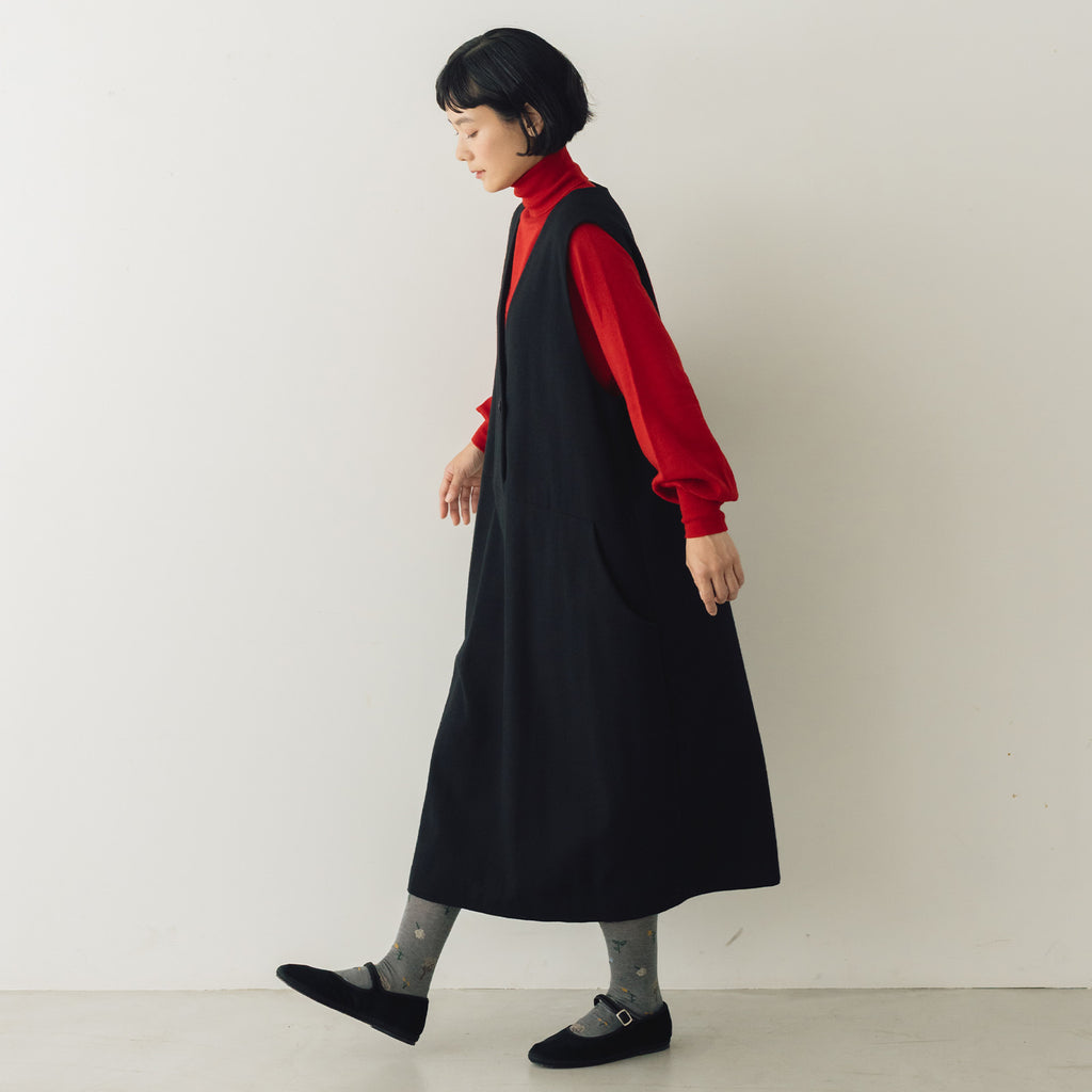 atelier naruse コットンウールヘリンボーンジャンパースカート
