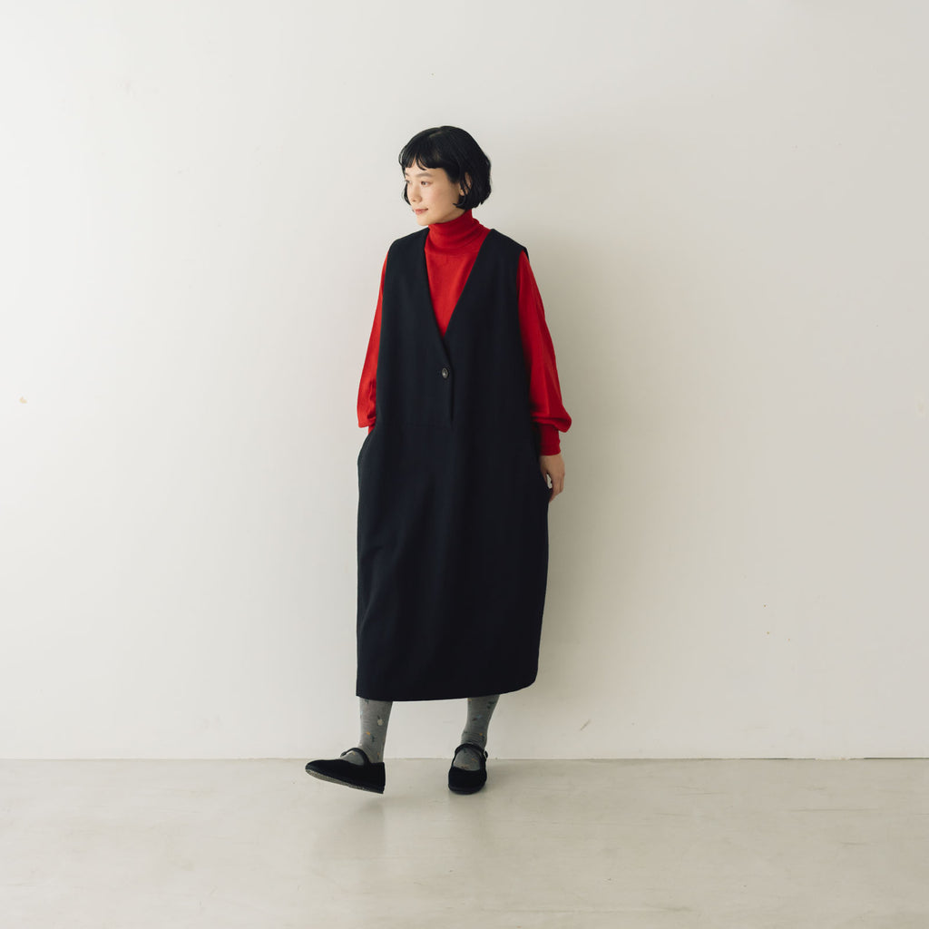 atelier naruse コットンウールヘリンボーンジャンパースカート