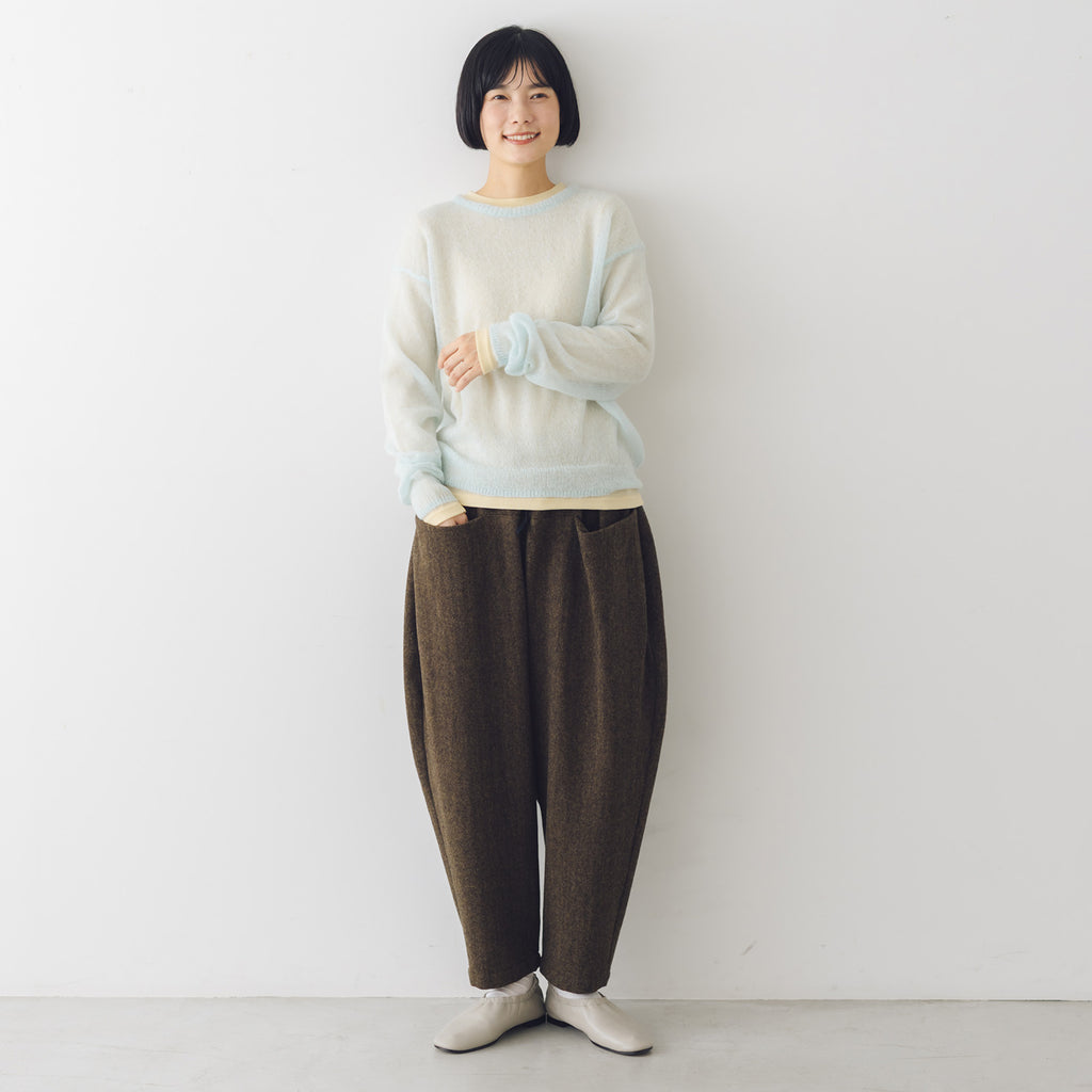 atelier naruse ブリティッシュウールツイード ワイドルーズパンツ