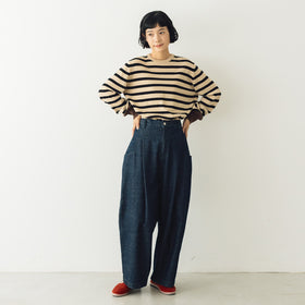 atelier naruse コットンウールボーダーニット