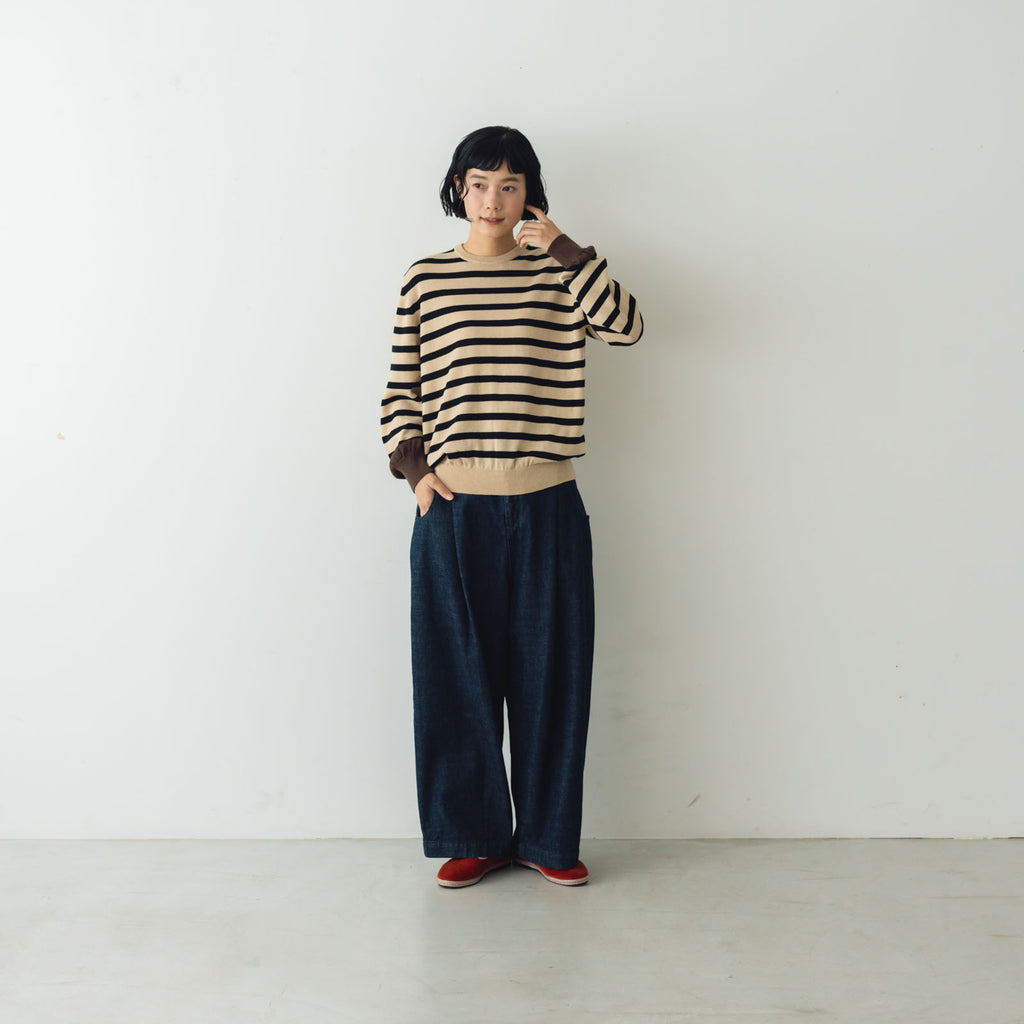 atelier naruse コットンウールボーダーニット