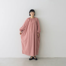 pot and tea チェック柄スモックボリュームワンピース（ロング）