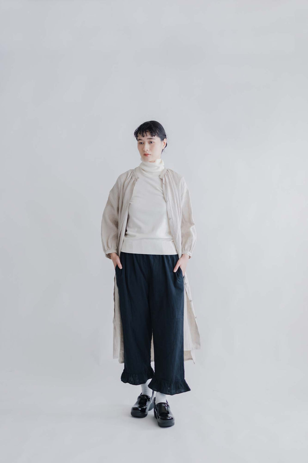 pot and tea ダブルガーゼのペチパンツ（フリル付き）
