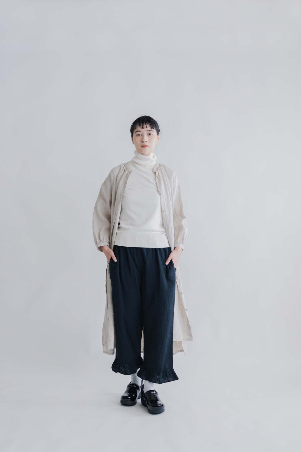 pot and tea ダブルガーゼのペチパンツ（フリル付き）
