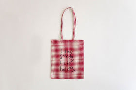 pot and tea チェック柄ハンド刺繍バッグ