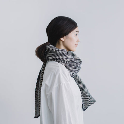 yourwear ウールジャカードストール ネイビー［完売］