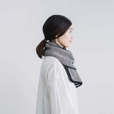 yourwear ウールジャカードマフラー ネイビー［完売］