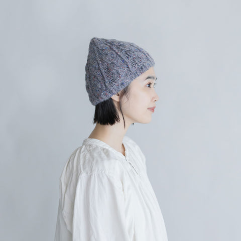yourwear カシミヤケーブルニットキャップ ミックスグレー［即納］